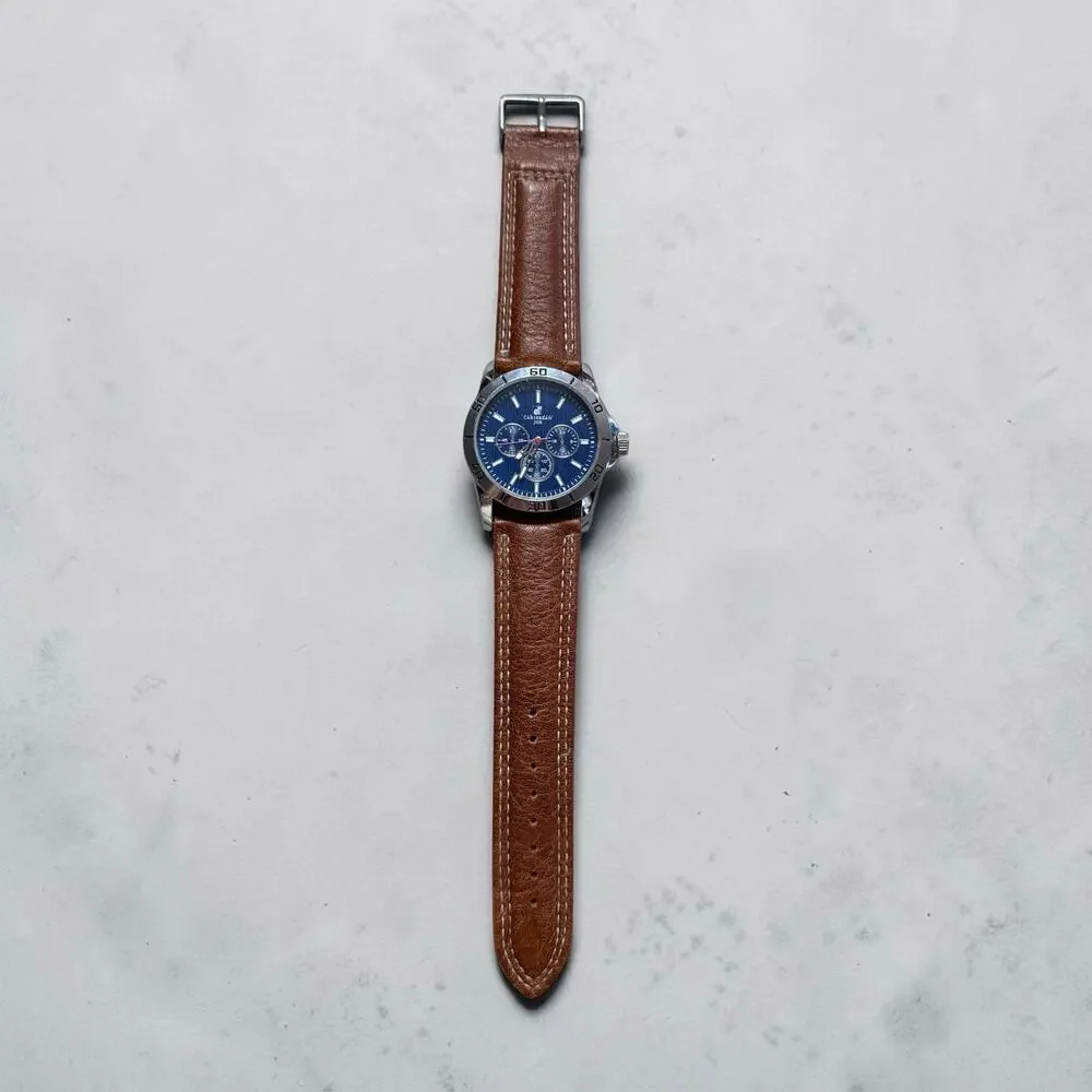 Caribbean Joe CJ7119SL Blue Dial Brown Strap Men’s Watch NWOT